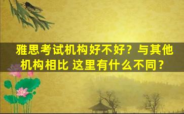 雅思考试机构好不好？与其他机构相比 这里有什么不同？